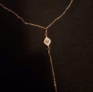 Charlene K Evil Eye 14k RG Necklace w.drop pendant